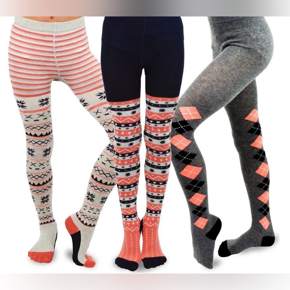 NWT TeeHee Girls 3 Pack Argyle Pattern Tights Multicolor - Size XL